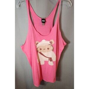 Star Wars Tank Top XXL 2XL Women Next Level Pink Ewok Cute Loose String Strap